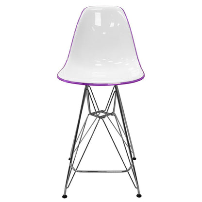 Cresco Modern Acrylic Barstool with Chrome Base and Footrest