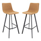 Elland Modern Upholstered Leather Bar Stool With Iron Legs & Footrest Set of 2