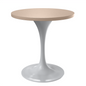 Verve 27 Round Dining Table, White Base with Light Natural Wood MDF Top