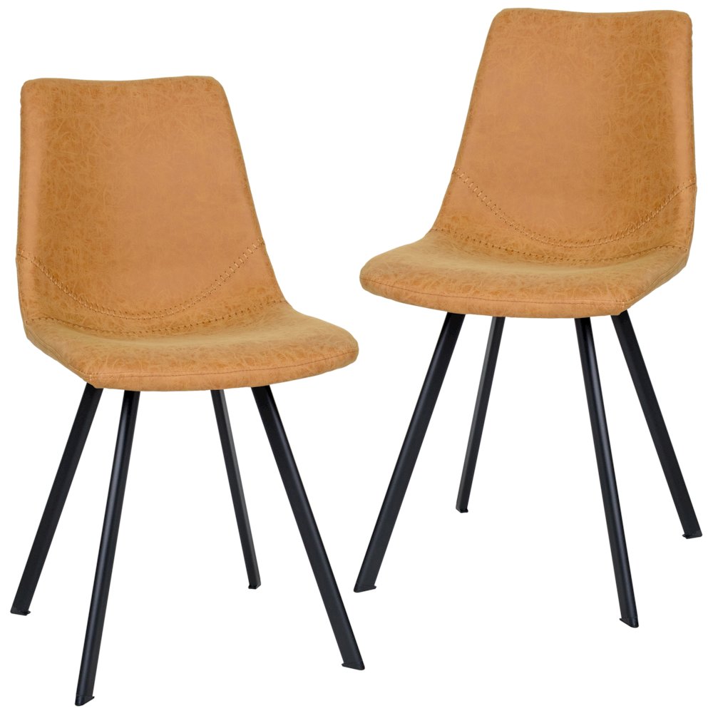 Markley Modern Leather Dining Chair With Metal Legs Set of 2
