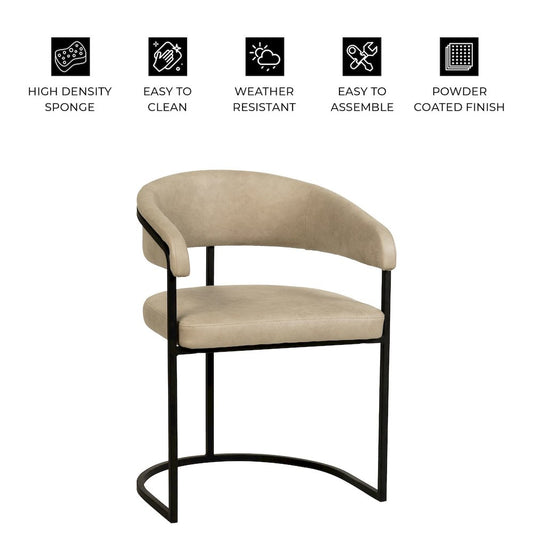 Aero Collection Modern Dining Chair in Oatmeal Set of 2