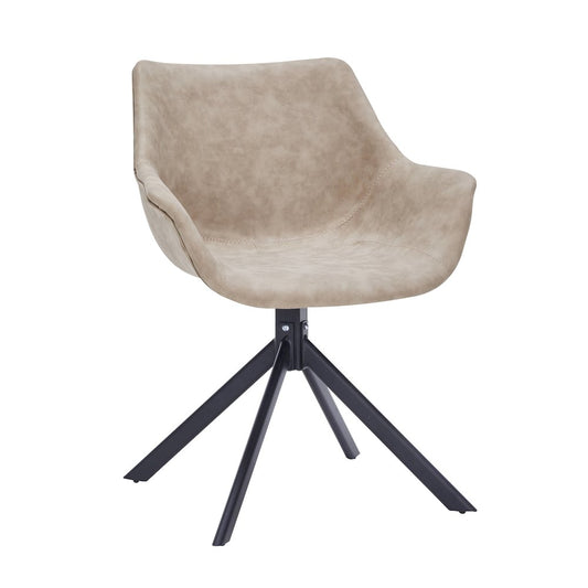 Markley Modern Leather Dining Swival Arm Chair in Taupe