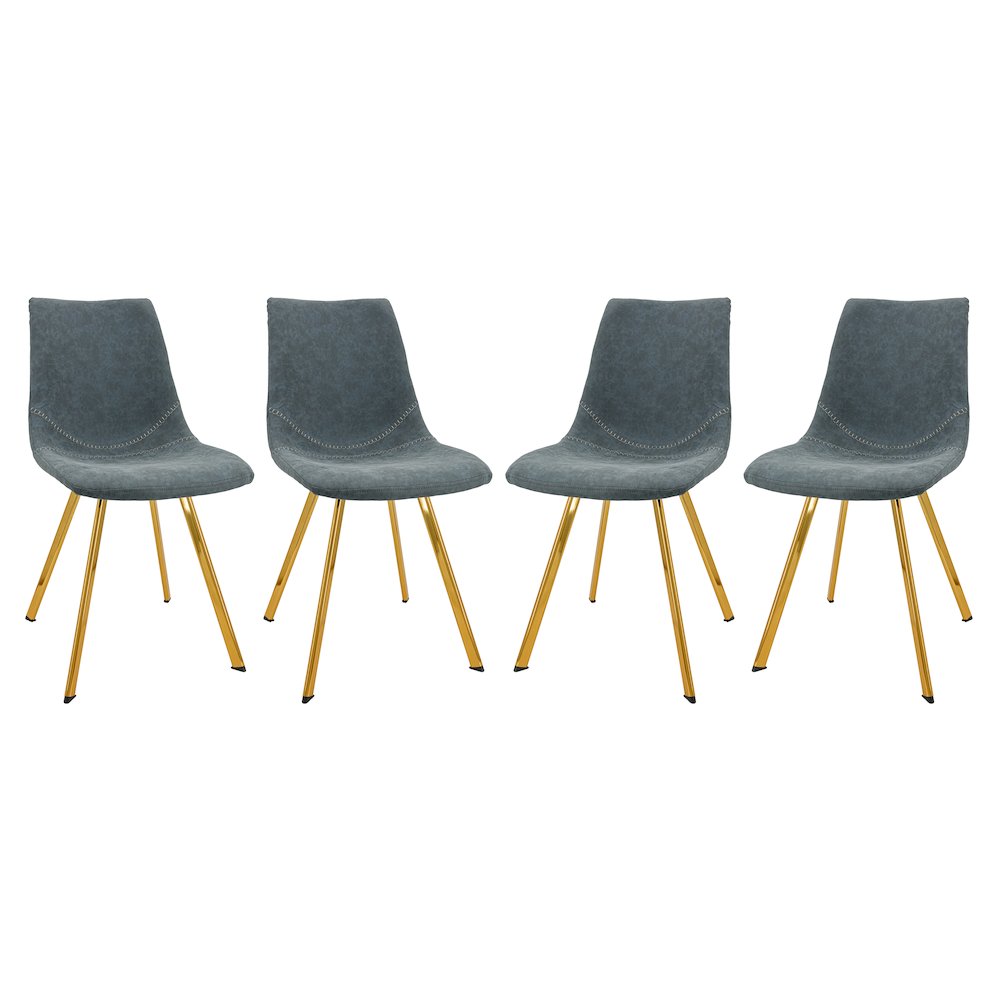 Markley Modern Leather Dining Chair With Gold Legs Set of 4