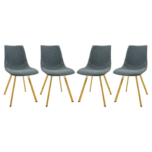 Markley Modern Leather Dining Chair With Gold Legs Set of 4