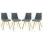 Markley Modern Leather Dining Chair With Gold Legs Set of 4