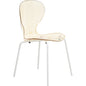 Modern Oyster Transparent Side Chair in White Base