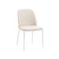Dining Side Chair with Velvet Seat and White Powder-Coated Steel Frame