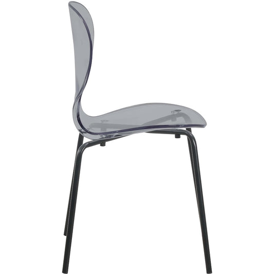 Modern Oyster Transparent Side Chair in Black Base set of 4