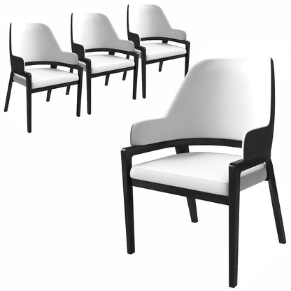 Modern Wooden Dining Chair in Black Fabric Seat With white top Set of 4