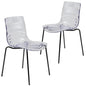 Astor Modern Dining Chair, Single Chair, Black Base with Clear Seat Set of 2