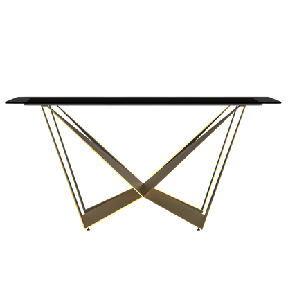 Modern Dining Table with a 55" Rectangular Top and Gold Steel Base
