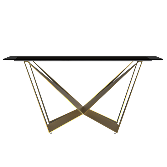 Modern Dining Table with a 55" Rectangular Top and Gold Steel Base