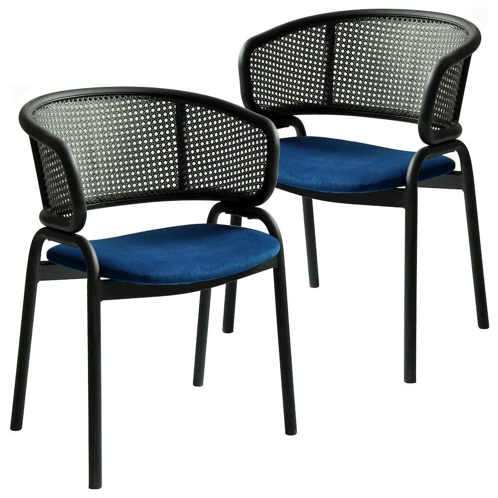 Ervilla Dining Armchair in Black Steel Frame Set of 2
