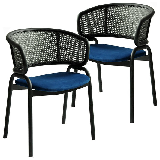 Ervilla Dining Armchair in Black Steel Frame Set of 2