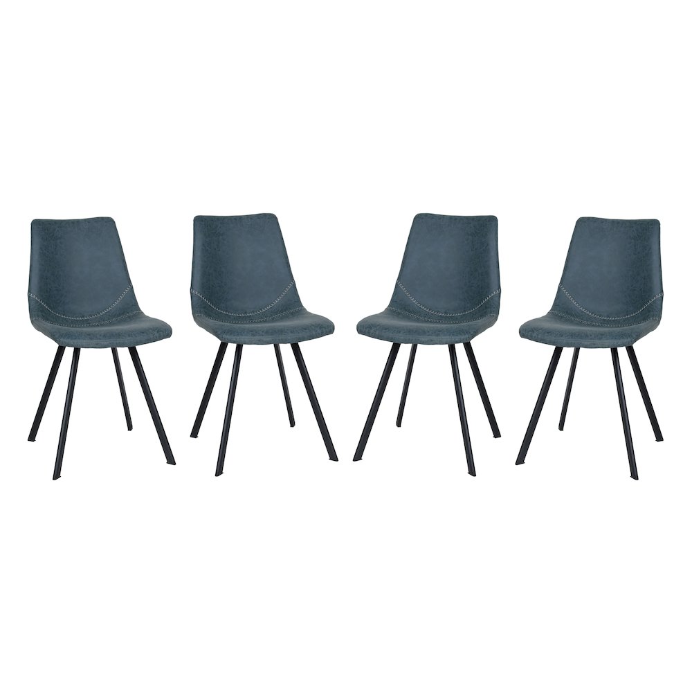 Markley Modern Leather Dining Chair With Metal Legs Set of 4