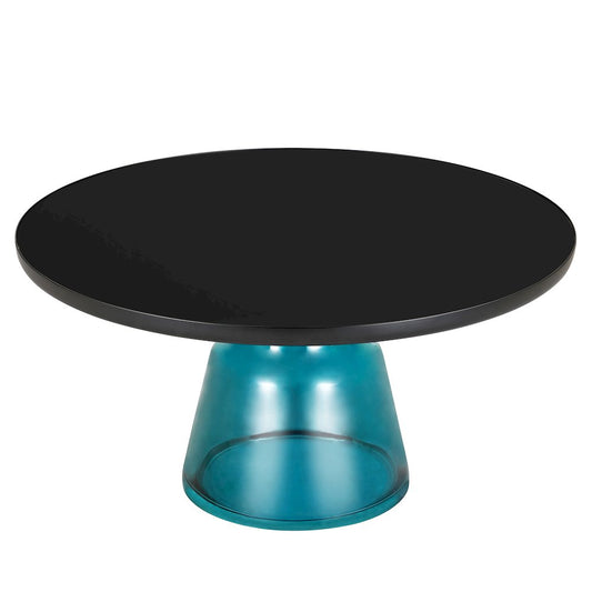 Tully Collection Glass Coffee Table Blue glass, Black Rim with Black Glass top