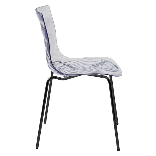 Astor Modern Dining Chair, Single Chair, Black Base with Clear Seat Set of 2