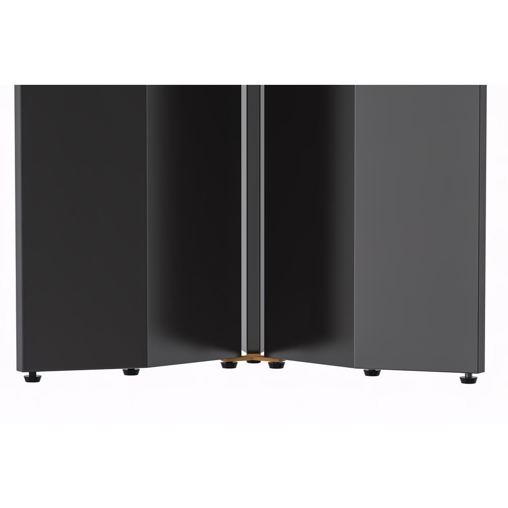 Round Dining Table Black Base with 60 Round Light Grey Sintered Stone Top