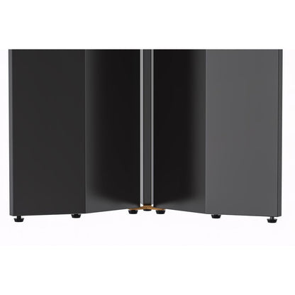 Round Dining Table Black Base with 60 Round Light Grey Sintered Stone Top