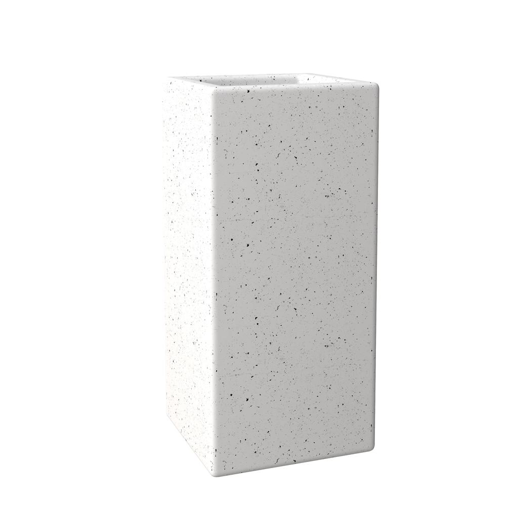 Terra Series Poly Stone Planter in Dotted White 10.2" x 10.2" 23.6" High