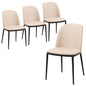 Dining Side Chair with Leather Seat and Steel Frame Set of 4