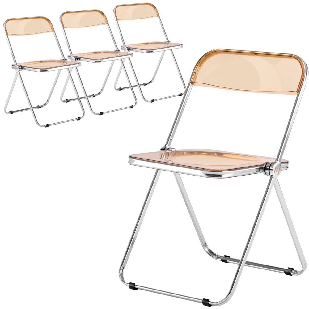 Lawrence Acrylic Folding Chair With Metal Frame, Set of 4