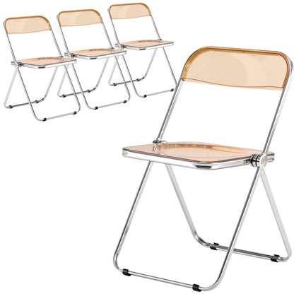 Lawrence Acrylic Folding Chair With Metal Frame, Set of 4