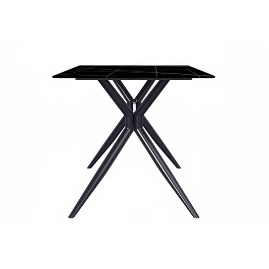 Black Stainless Steel Dining Table 55 With Black/Gold Sintered Stone Top
