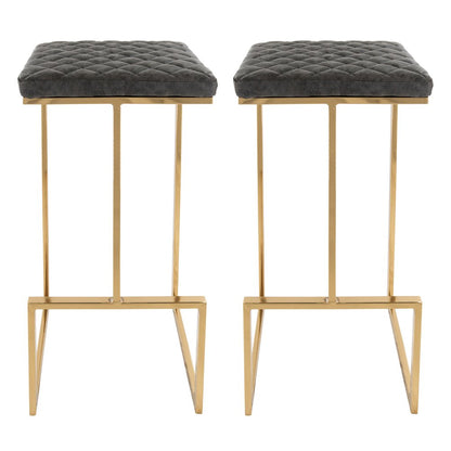 Quincy Leather Bar Stools With Gold Metal Frame Set of 2