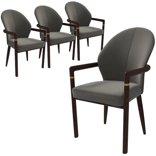 Opaline Series Elegant Wooden Dining Chair in Two-Tone Kahki - Set of 4