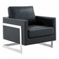 Lincoln Leather Accent Armchair With Silver Frame