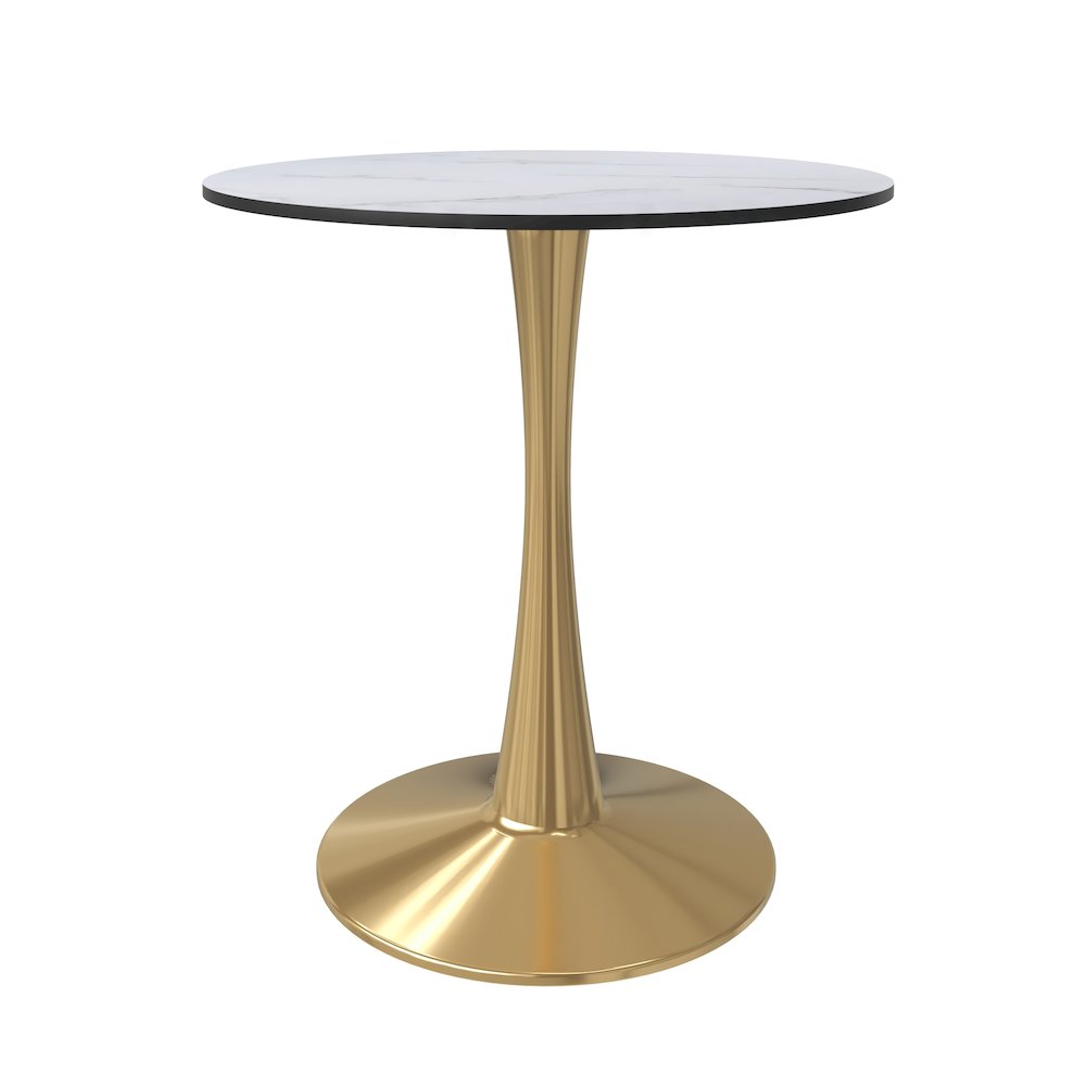 Bristol 24" round dining table Gold Base With White Top