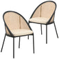 Urbane Collection Modern Dining Chair With Wicker back in Cream - Set of 2