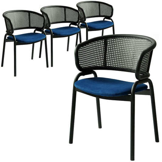 Ervilla Dining Armchair in Black Steel Frame Set of 4