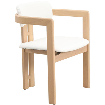 Velo Series Modern Dining Chair in Natrual Wood with White Seat Set of 4