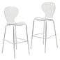 Oyster Acrylic Barstool with Steel Frame in Chrome Finish Set of 2 in Clear