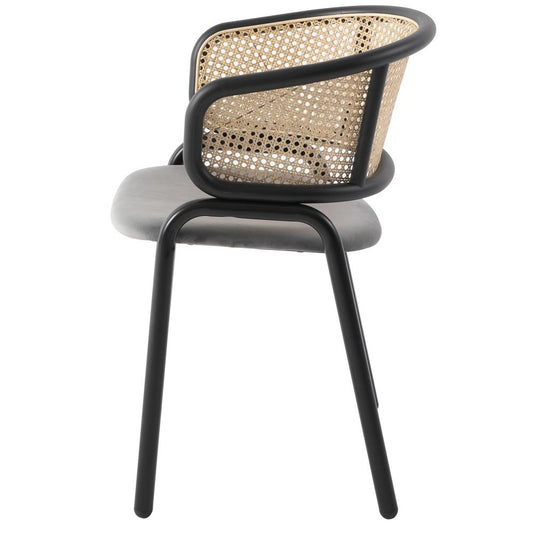 Dining Chair With Stainless Steel Legs Velvet Seat and Wicker Back