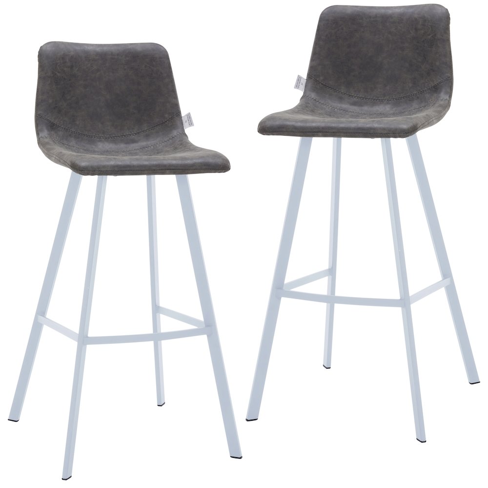 Elland - Bar stool - Grey- White Base Set of 2