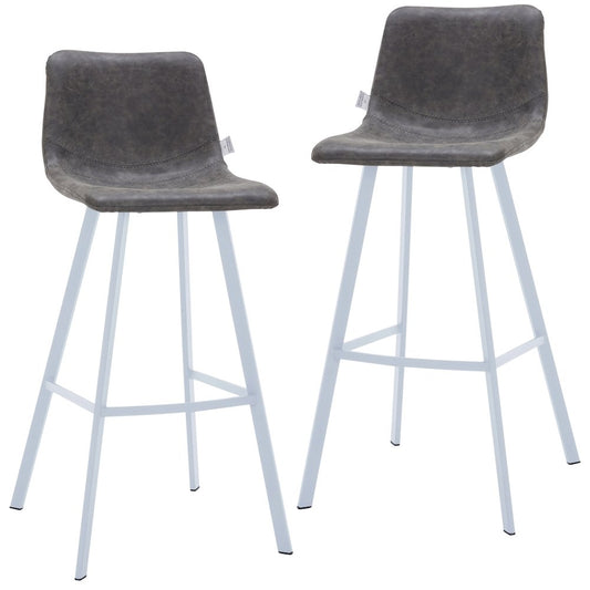 Elland - Bar stool - Grey- White Base Set of 2