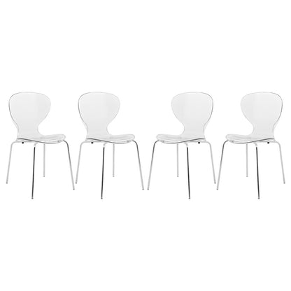 Modern Oyster Transparent Side Chair, Set of 4