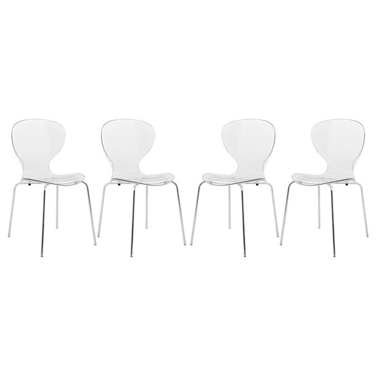 Modern Oyster Transparent Side Chair, Set of 4