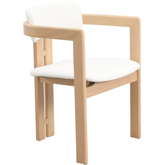 Velo Series Modern Dining Chair in Natrual Wood with White Seat