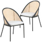 Urbane Collection Modern Dining Chair With Wicker back in Light Grey - Set of 2