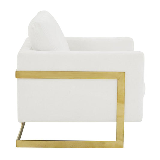 Accent Armchair with Gold Stainless Steel Frame and Removable Back Cushion
