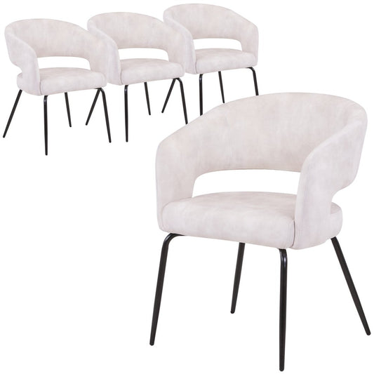 Gavin Series Modern Chair Black Frame in Beige Set of 4