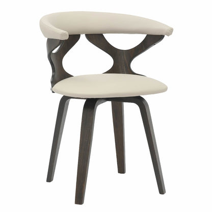 Modern Wooden Dining Chair, Dark Walnut Frame in Taupe