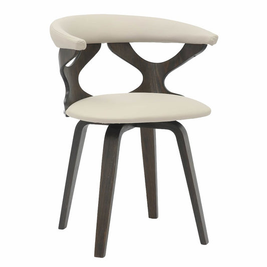 Modern Wooden Dining Chair, Dark Walnut Frame in Taupe