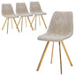 Markley Modern Leather Dining Chair With Gold Legs in Taupe Set of 4
