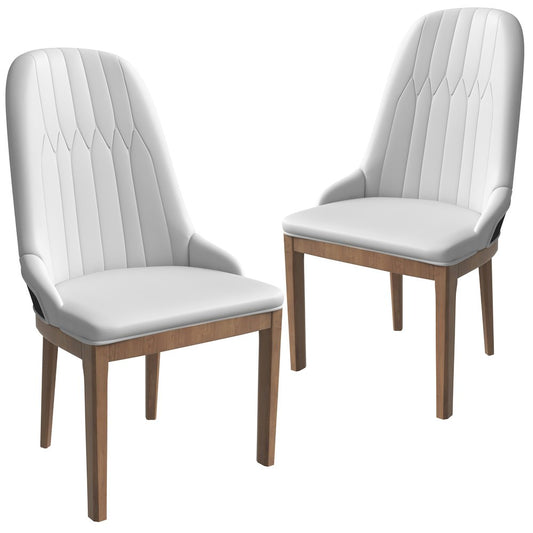 Modern Wooden Dining Chair in Black Fabric with Light Grey Front Set of 2