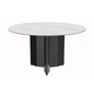 Round Dining Table Black Base with 60 Round White Sintered Stone Top